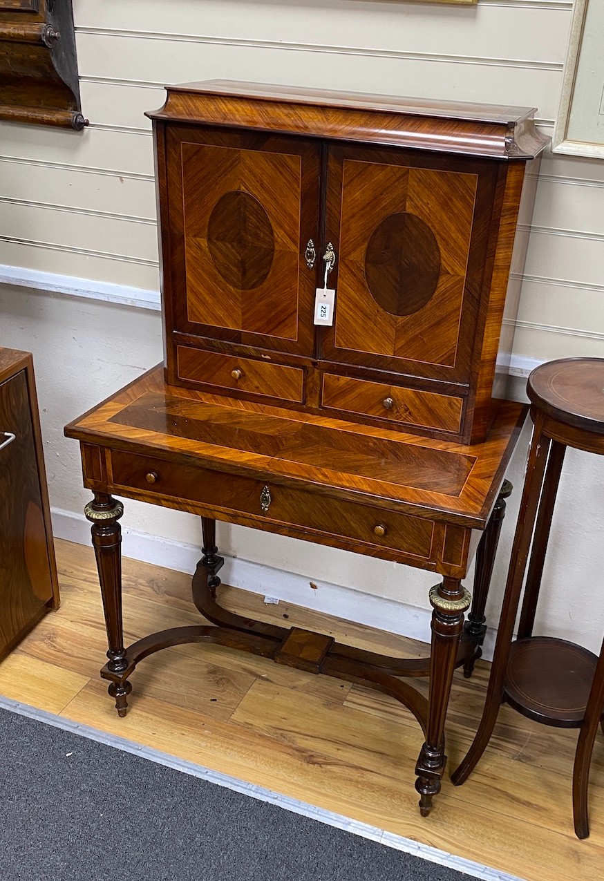 A French kingwood and rosewood bonheur du jour, width 82cm, depth 51cm, height 136cm